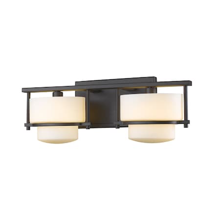 Z-Lite Porter 2 Light Vanity, Bronze & Matte Opal 3030-2V-BRZ